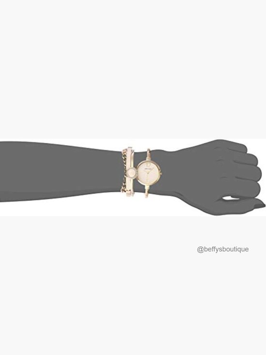 Gold-Tone Bangle Watch with Crystal Bracelet Set main image 4
